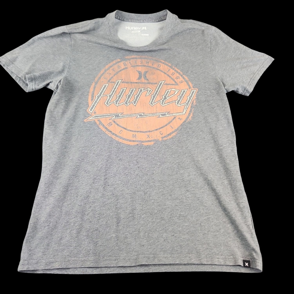 Nike Dry Fit Hurley Gray T-Shirt with Orange Logo
